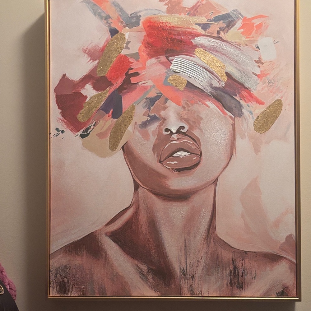 Vibrant Expressionist Portrait with Gold Highlights